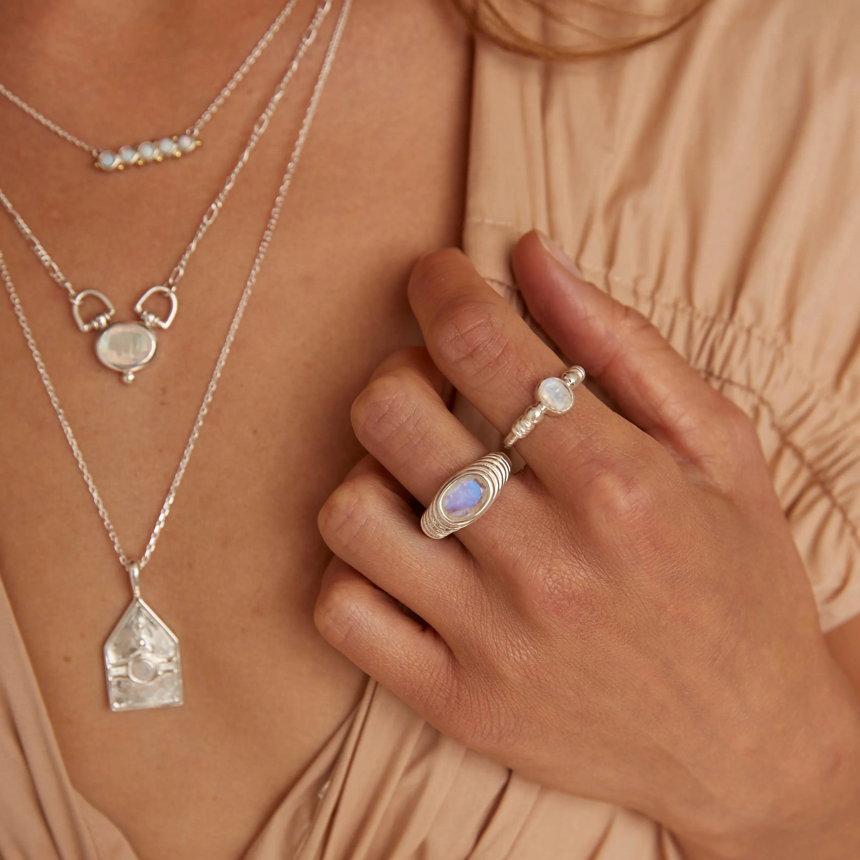 Harper Moonstone Silver Ring