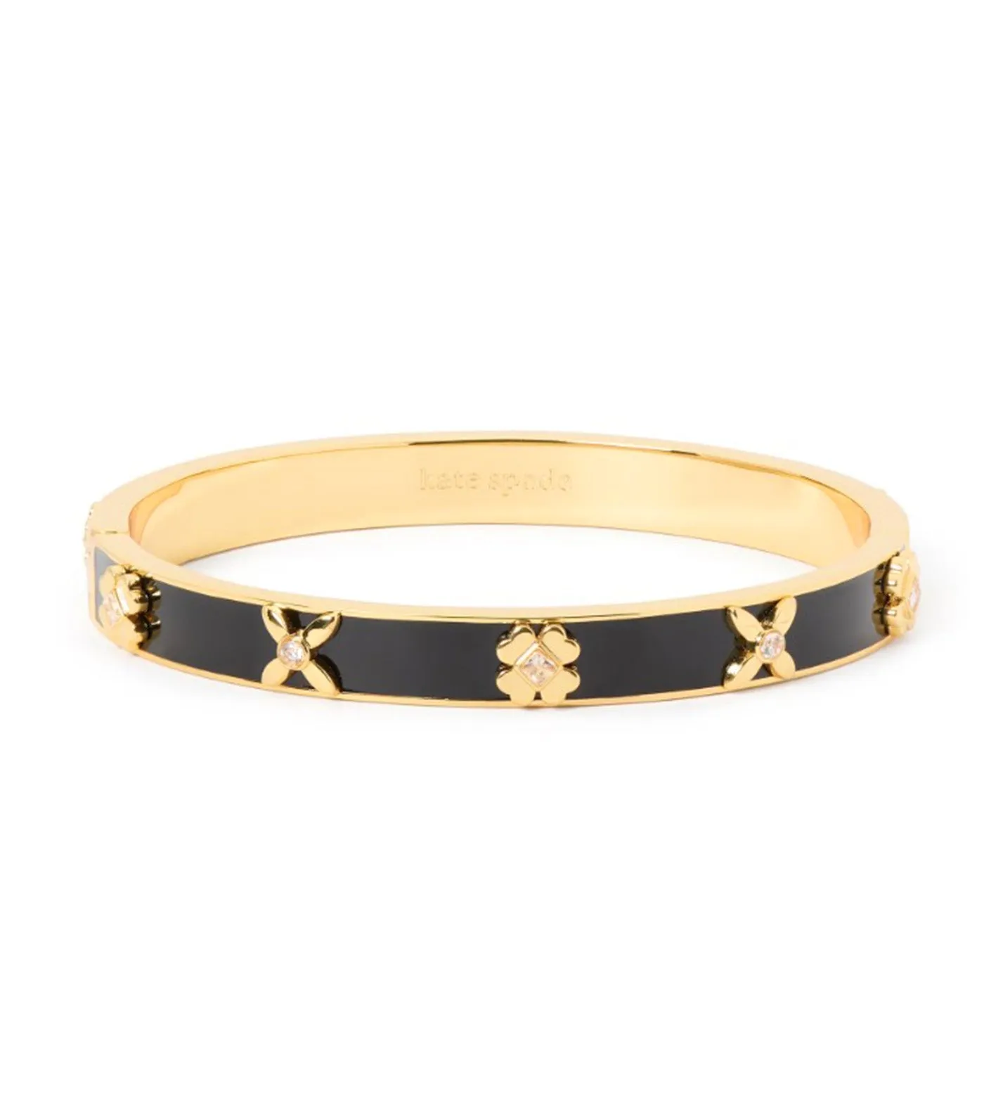 Heritage Bloom Hinged Bangle Black/Gold