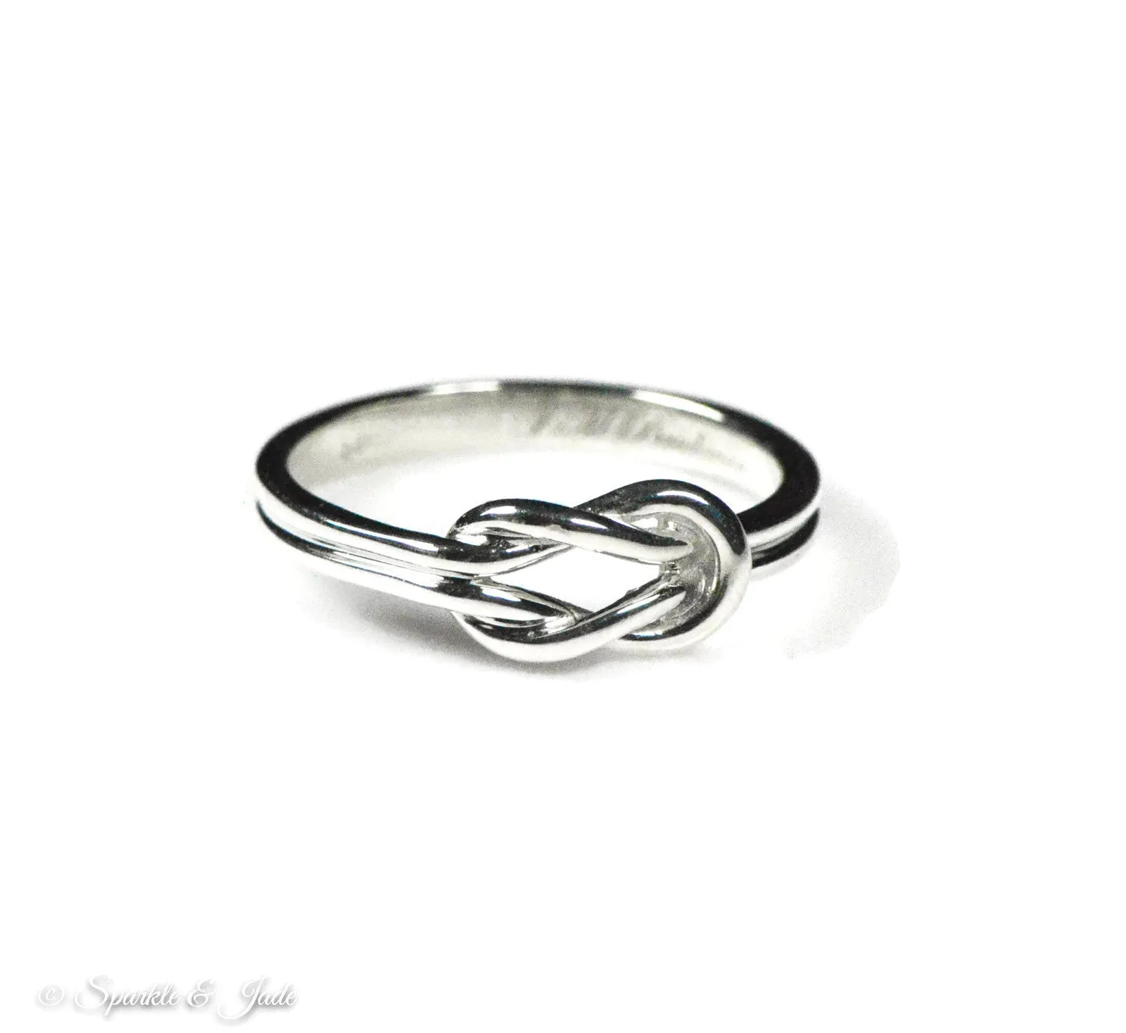 Infinity Love Knot Ring with Engraving