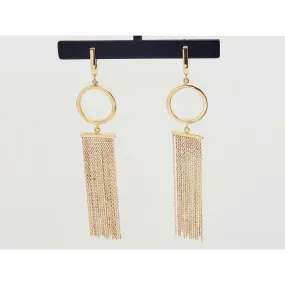 Italian Chandelier Curtain Dangle Drop Leverback Earrings 14k Gold