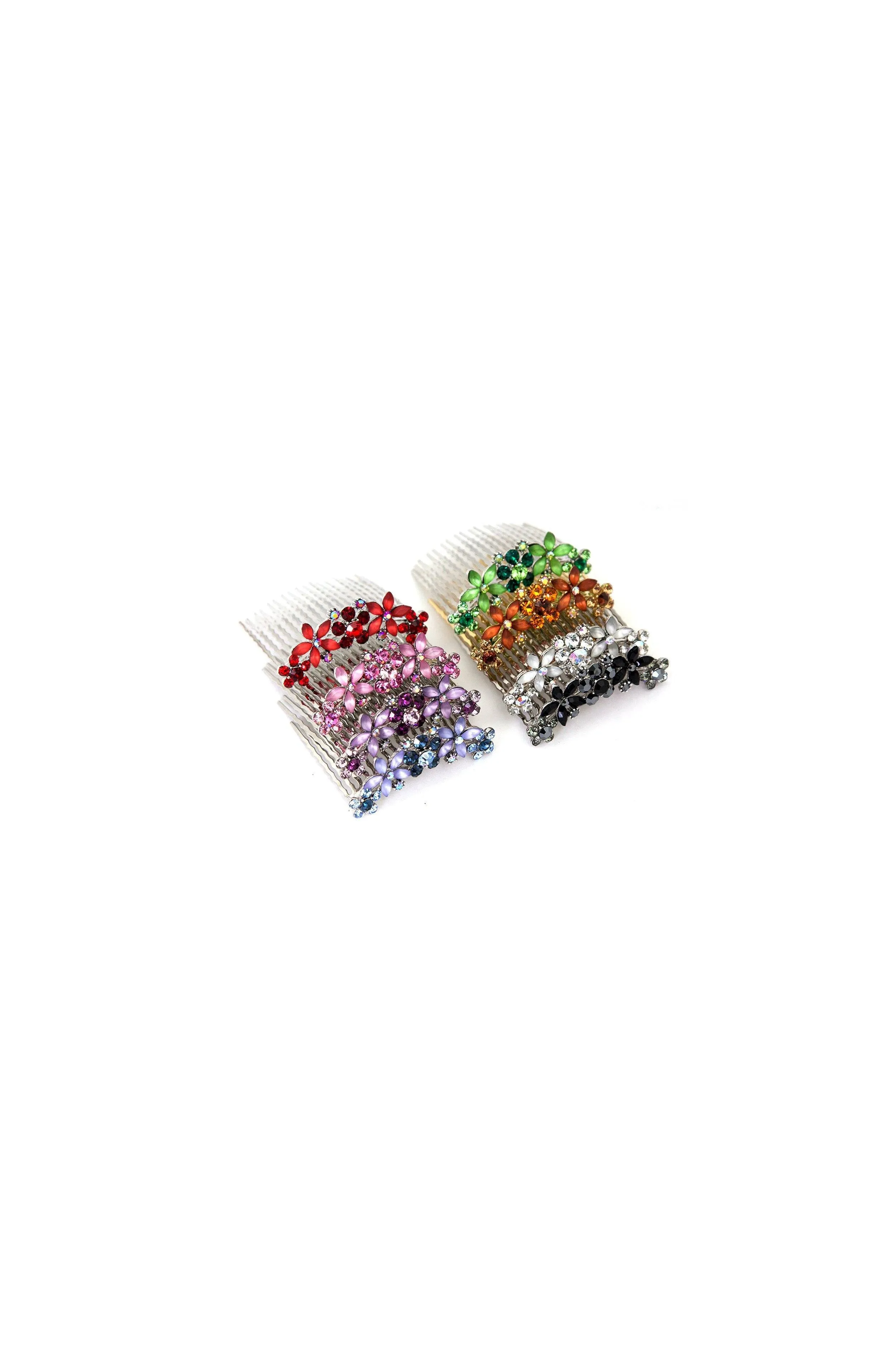 Jane Frosted Flower Crystal Hair Comb (Sold as a pair)