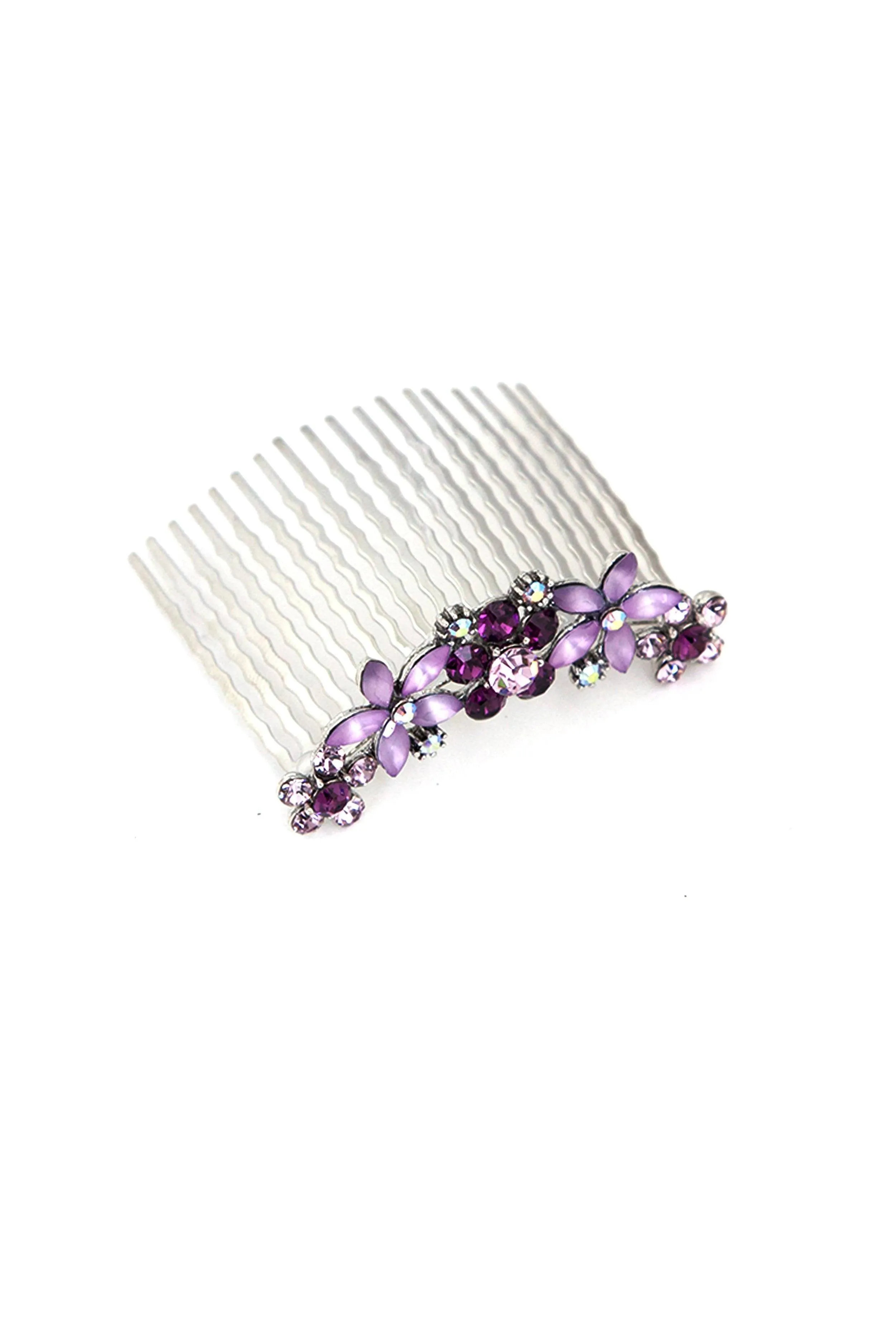 Jane Frosted Flower Crystal Hair Comb (Sold as a pair)