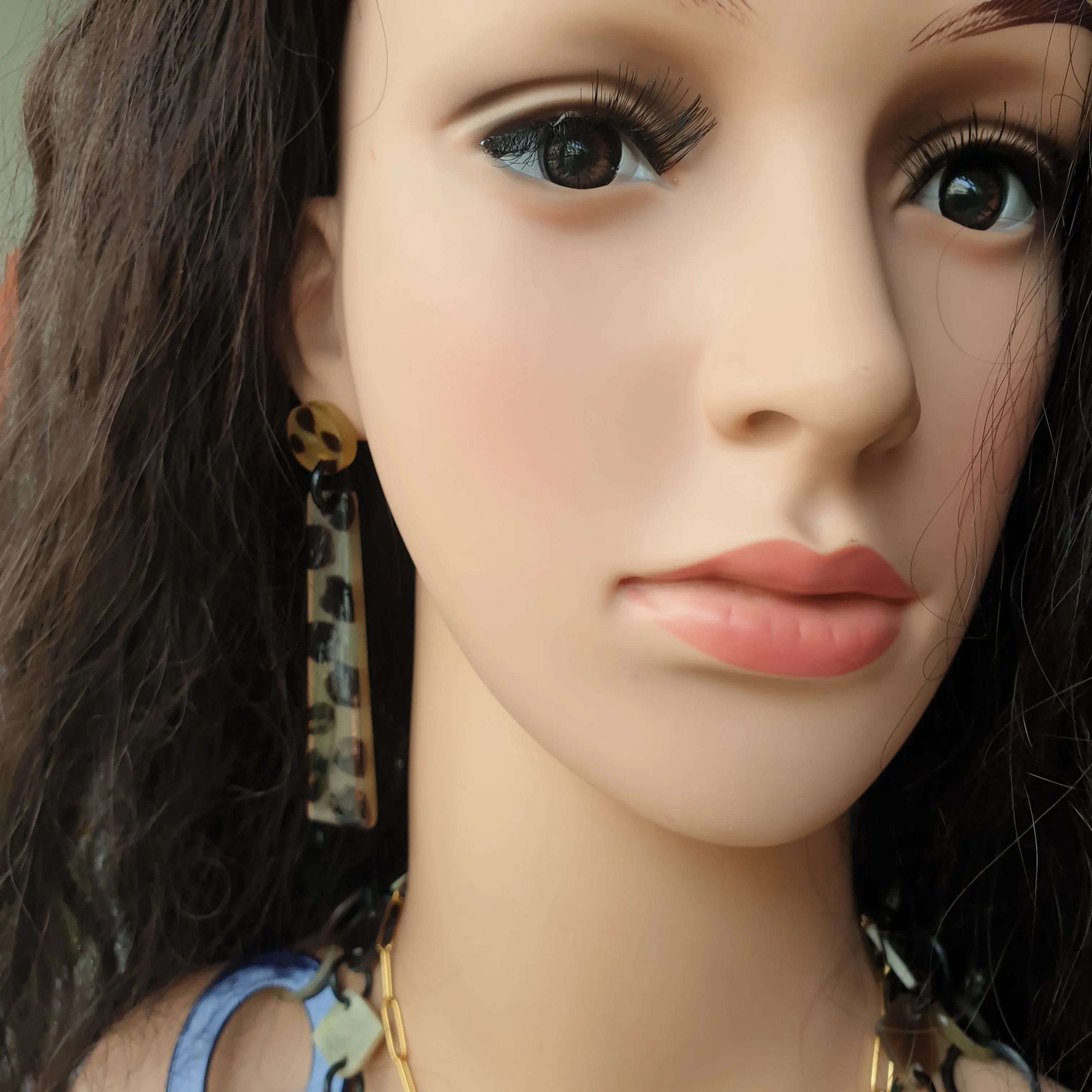 Jasmino Trendy Spotted Leopard Chandelier Earrings Women Made By Natural Buffalo Horn