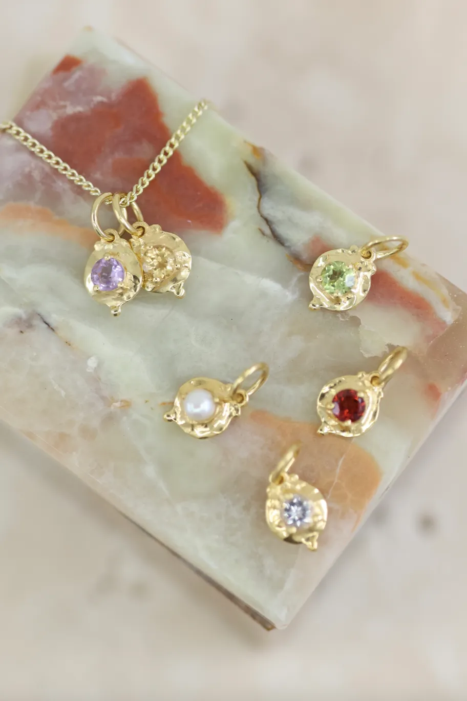 June Pearl Gold Birthstone Necklace Charm