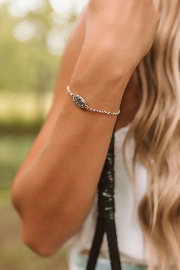 Kendra Scott Elaina Silver Adjustable Chain Bracelet in Platinum Drusy