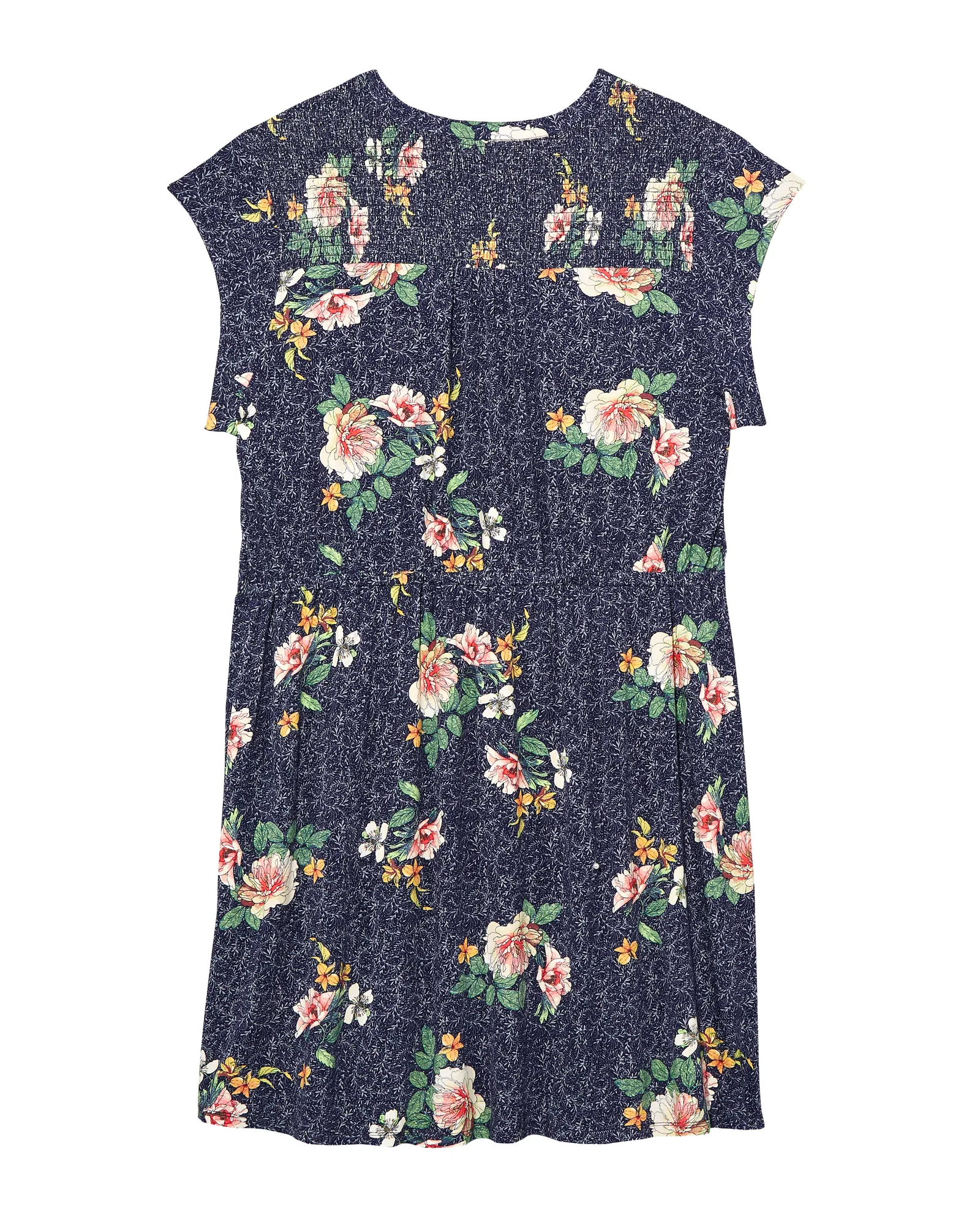 Kendra Smocked Detail Dress | Navy / Light Blue