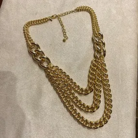 Kenneth Jay Lane Triple Chain Necklace Gold Plated