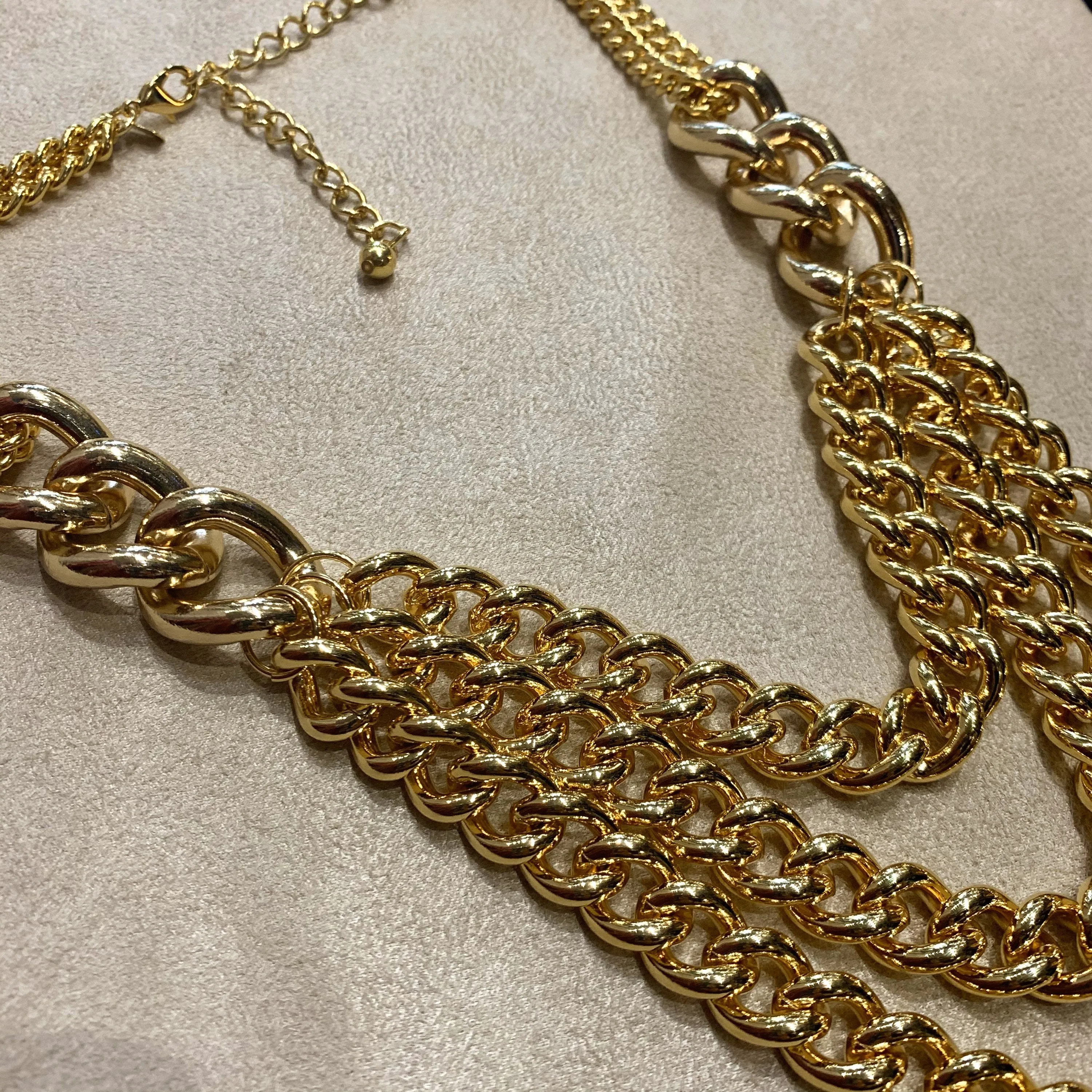 Kenneth Jay Lane Triple Chain Necklace Gold Plated