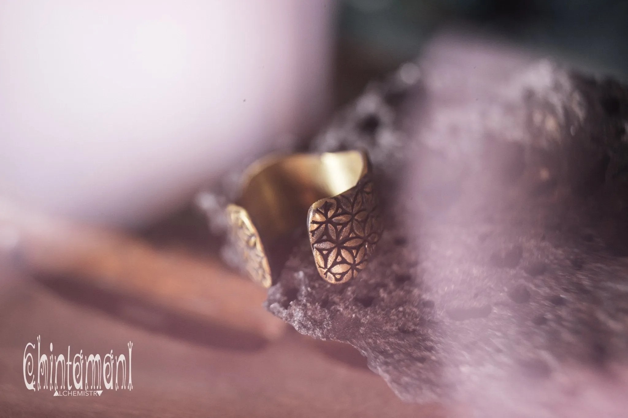 LIFE POWER Ring / Flower of Life / Brass