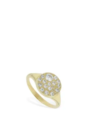 Lil Milan   9kt Gold Lunar chevalier ring w/ zircon 