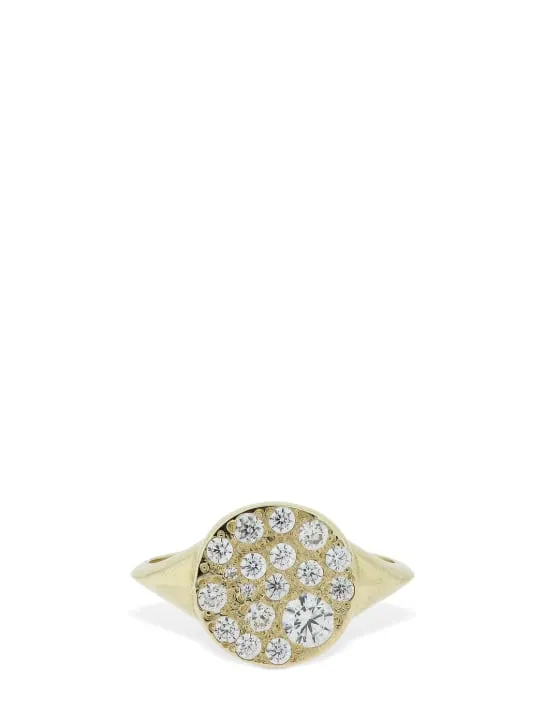 Lil Milan   9kt Gold Lunar chevalier ring w/ zircon 