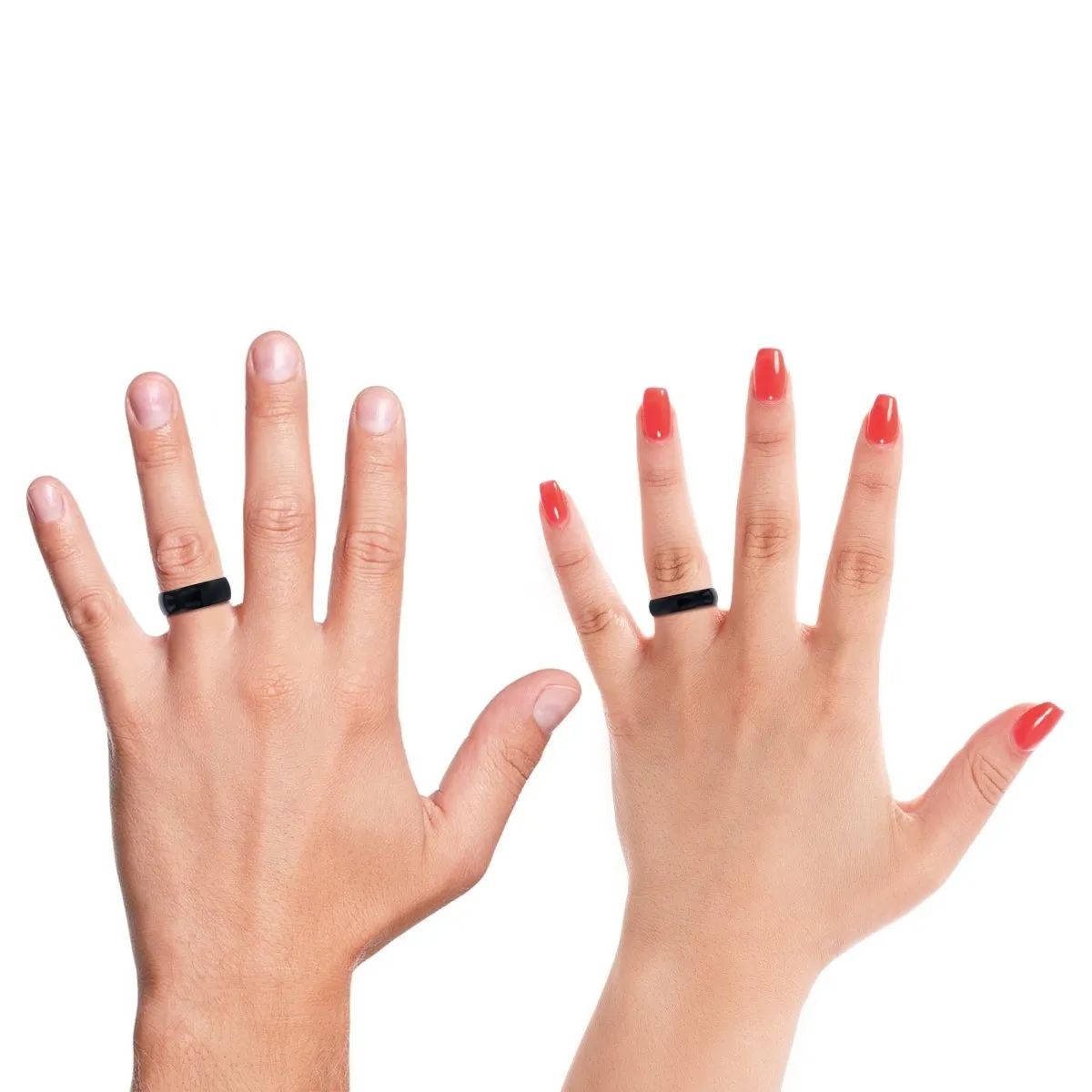 LUMINATE | Red Ring, Black Tungsten Ring, Shiny, Domed