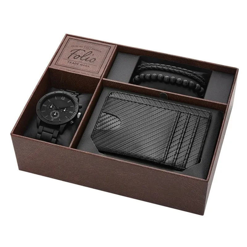 Men's Matte Black Round Analog Bracelet Watch