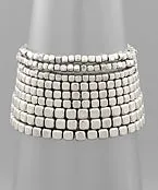 Metal Cube Bead 9 Row Bracelet