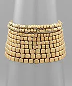 Metal Cube Bead 9 Row Bracelet