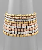 Metal Cube Bead 9 Row Bracelet