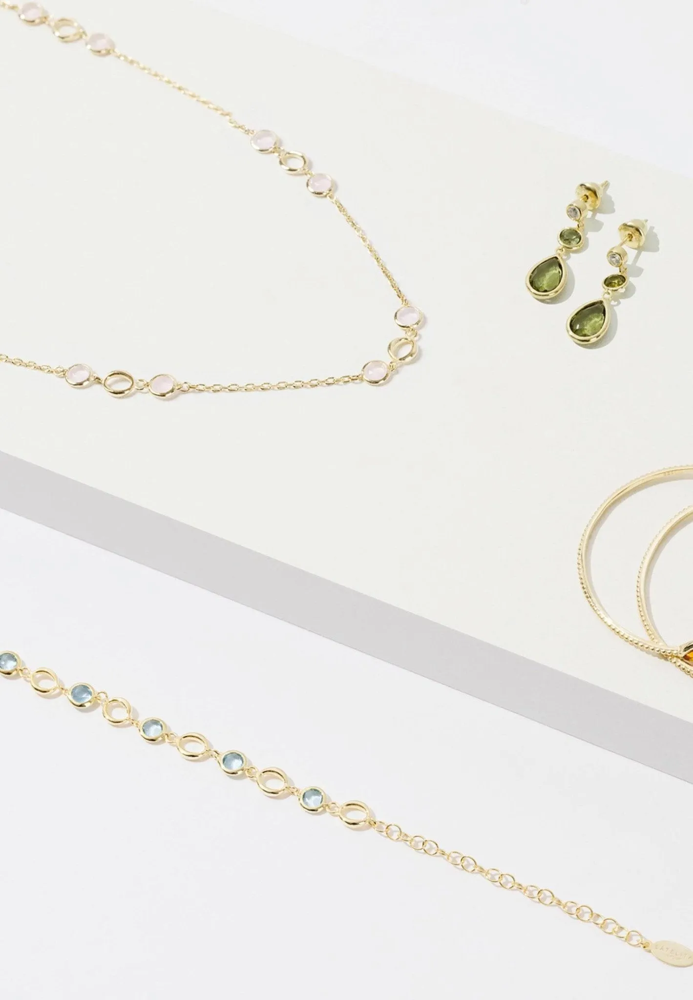 Milan Link Gemstone Necklace Gold Citrine
