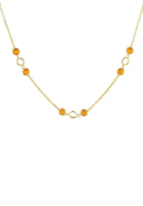Milan Link Gemstone Necklace Gold Citrine