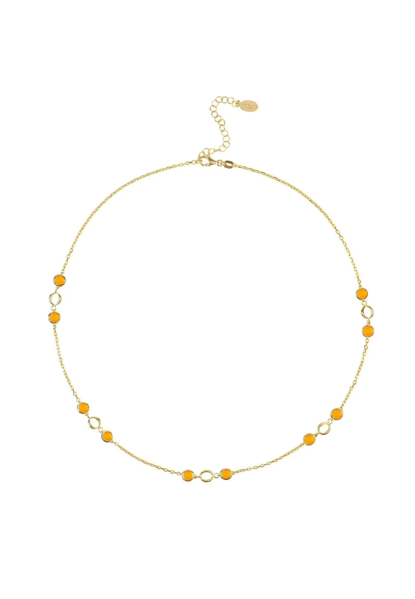 Milan Link Gemstone Necklace Gold Citrine