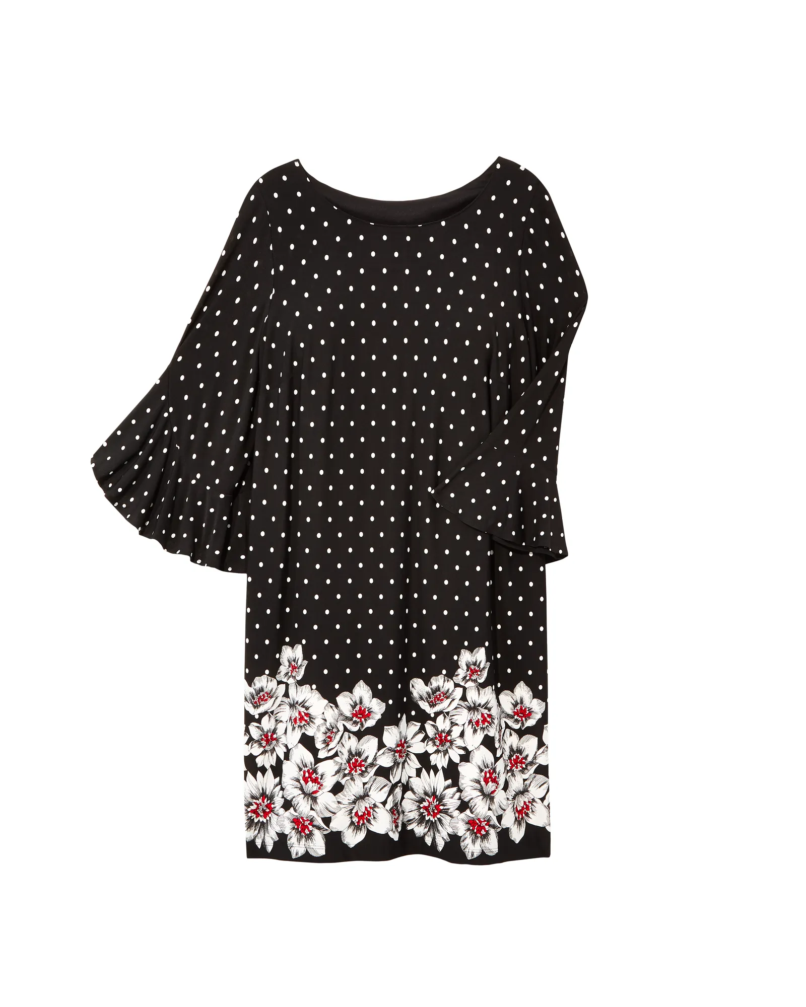 Montgomery Flared Sleeve Dress | Black / White