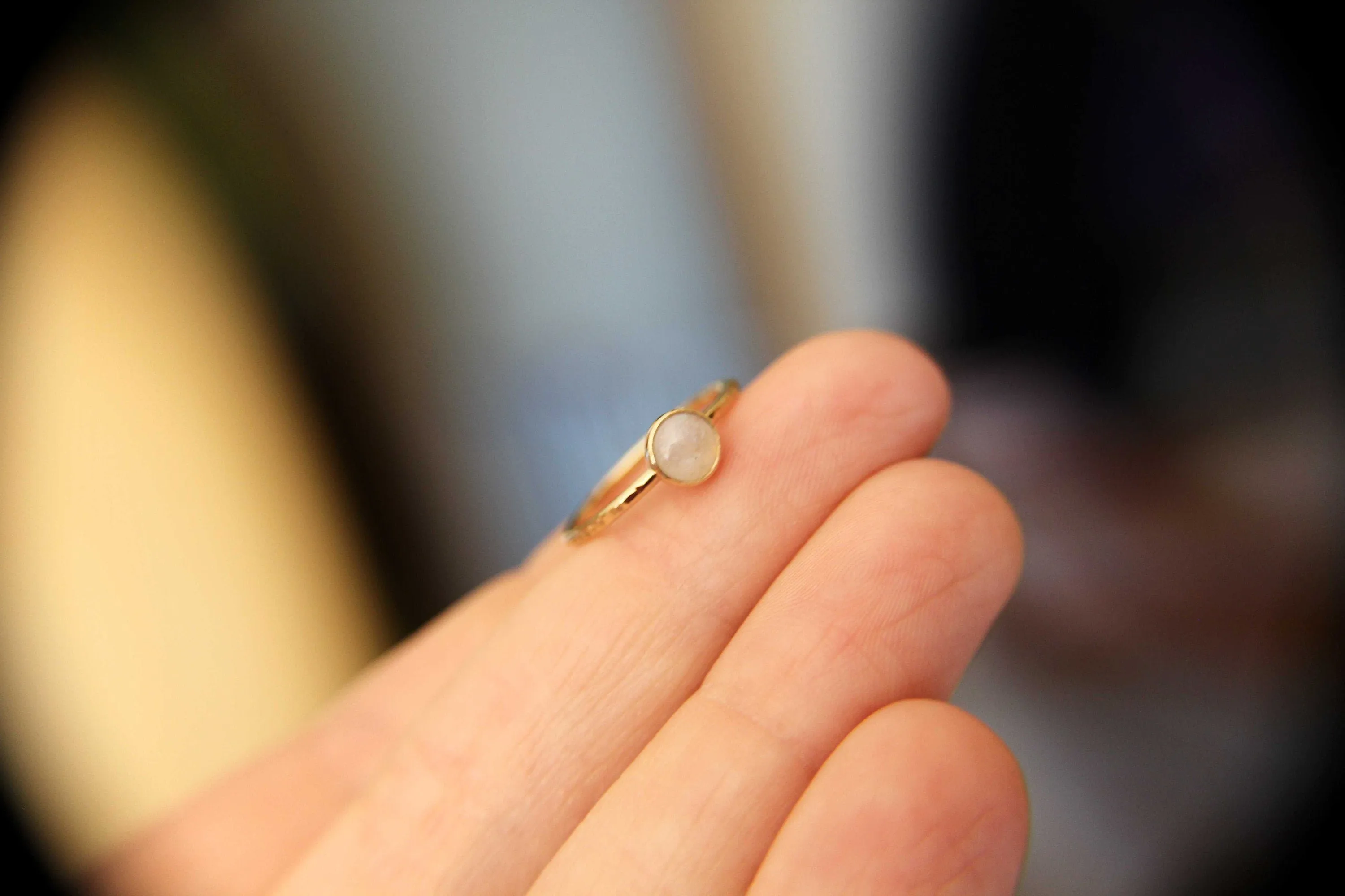 Moonstone Stacking Ring, Moonstone Ring, Engagement Ring, June Birthstone, Rainbow Moonstone, Gemstone Stacking Ring, Gold, Moonstone, Gift