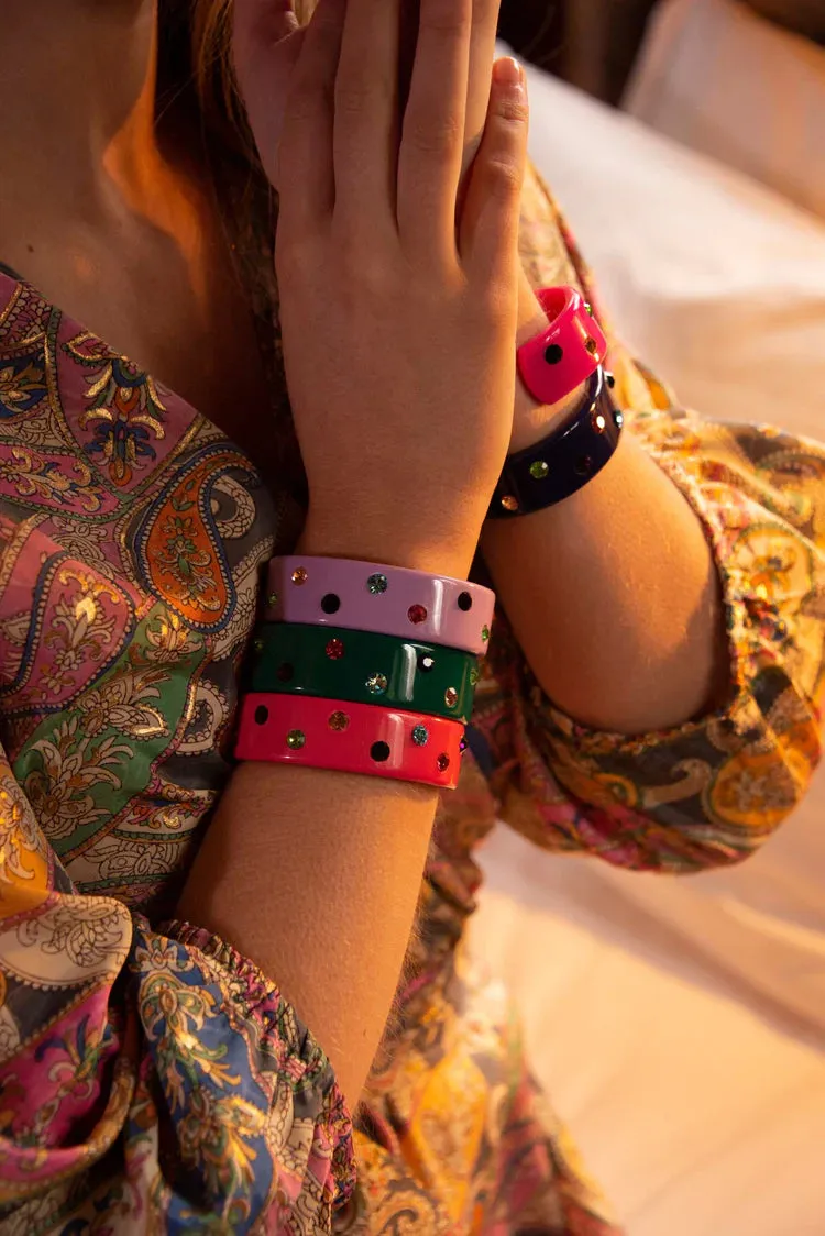 My Doris Chunky Gem Bangle - Hot Pink