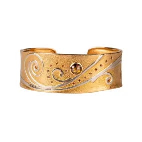 Narrow Rose Gold Cuff With Diamonds and Fused Platinum