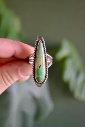 Native American Elongated Teardrop Turquoise Ring