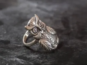 Owl Silver Ring - Statement Bird Ring - Vintage Owl Ring