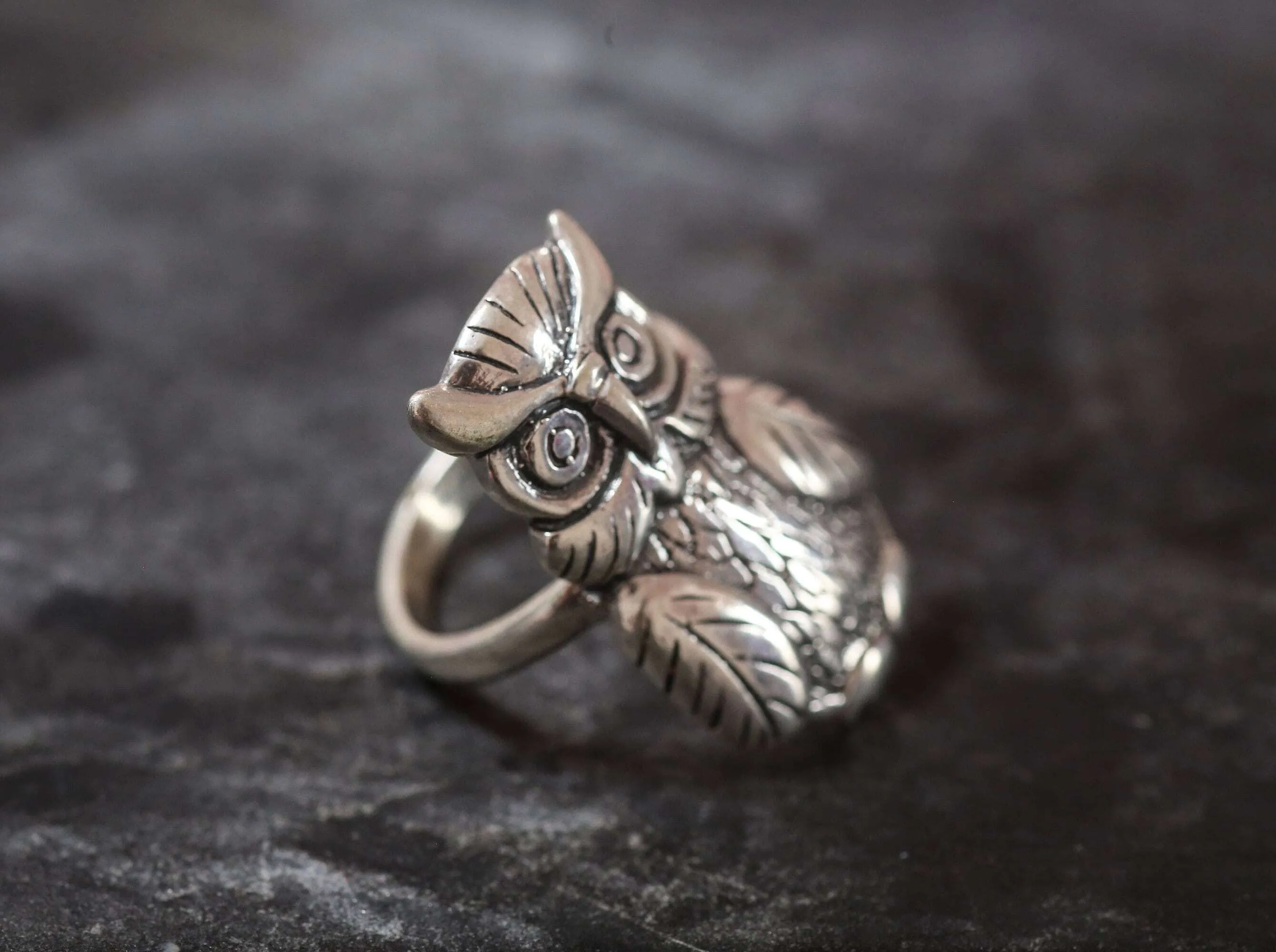 Owl Silver Ring - Statement Bird Ring - Vintage Owl Ring