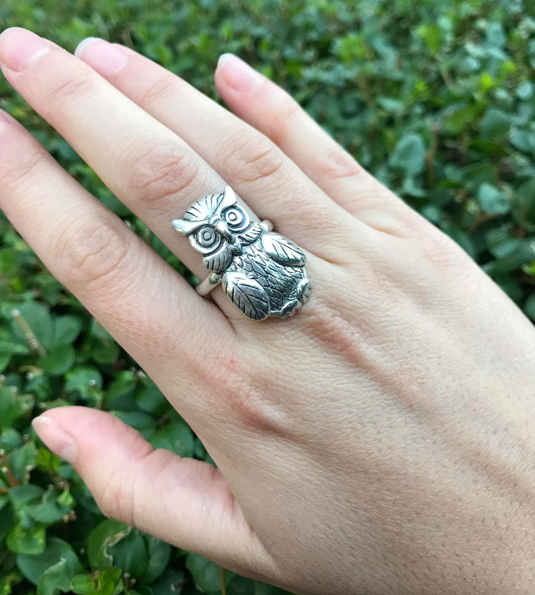 Owl Silver Ring - Statement Bird Ring - Vintage Owl Ring