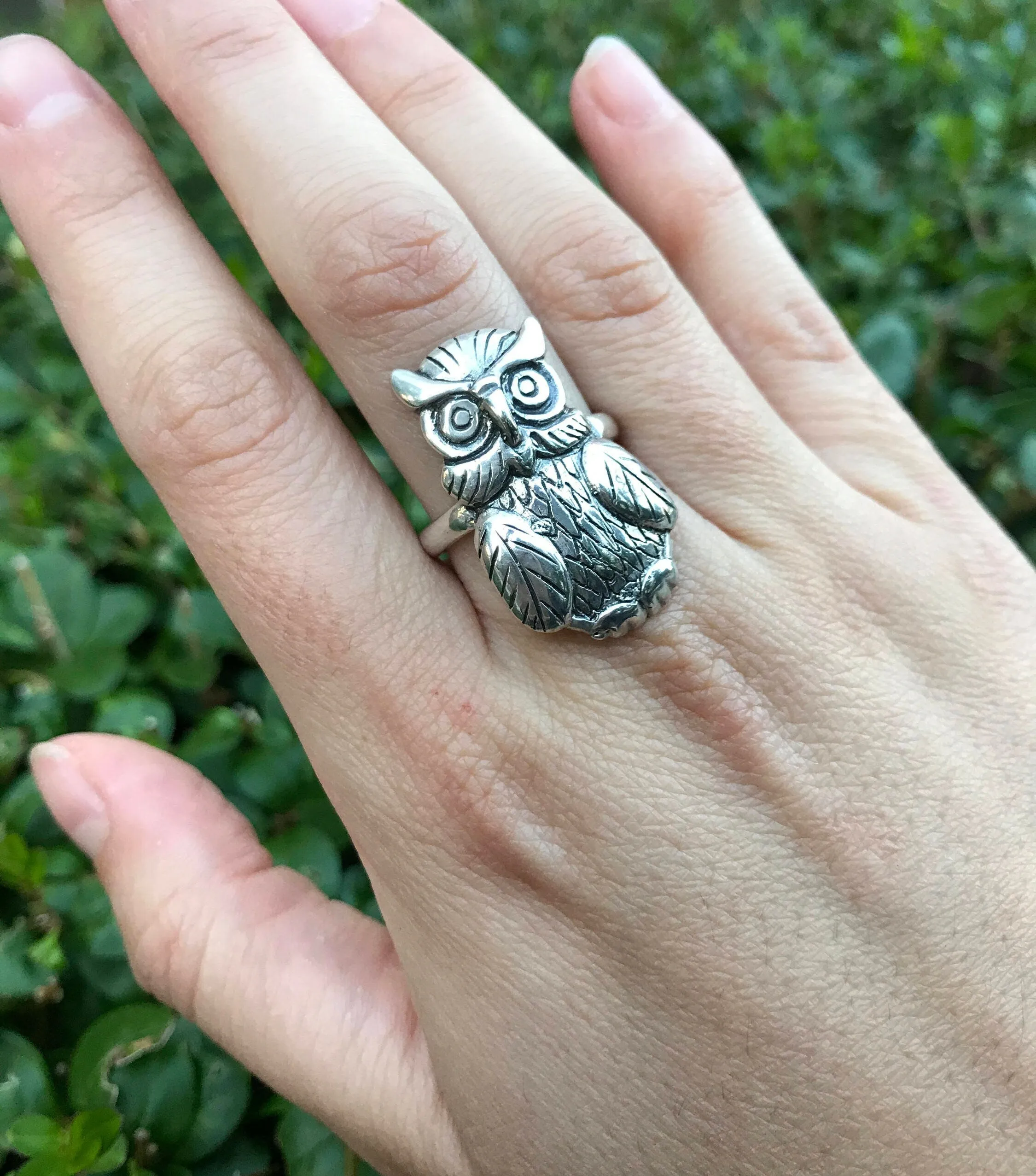 Owl Silver Ring - Statement Bird Ring - Vintage Owl Ring