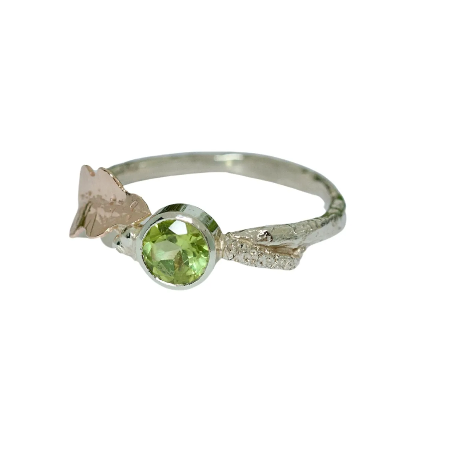 Peridot Gold Oak Leaf Ring