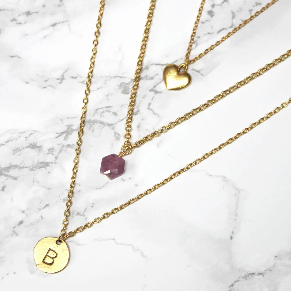 Personalised Layered Birthstone Necklace