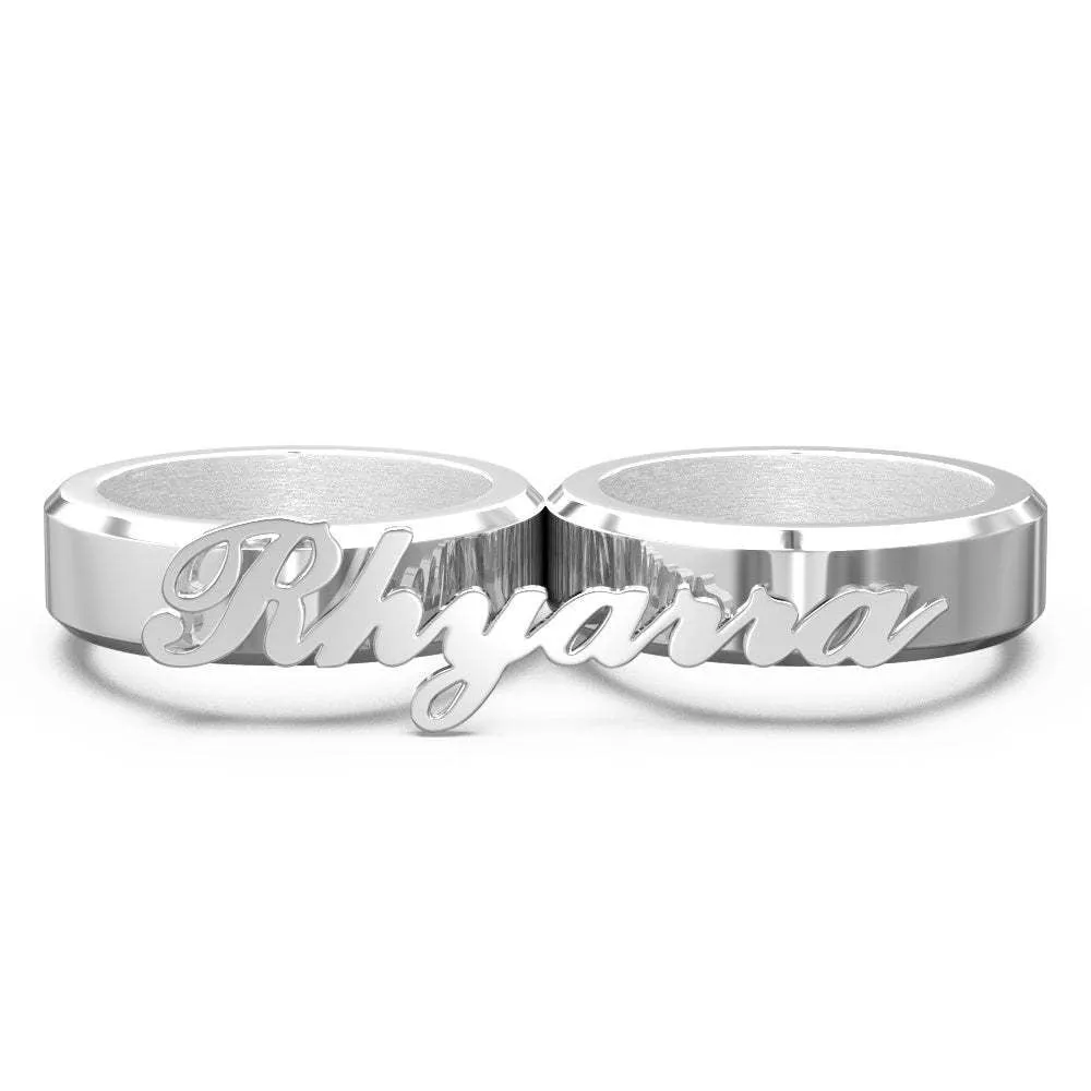 Personalized Name Double Fingers Ring Two Finger Ring Birthday Anniversary Mothers day gift for wife girlfriend mom daughter graduation gift