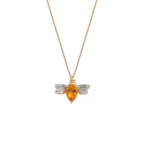 QUEEN BEE BELLA GOLD DIAMOND CITRINE NECKLACE