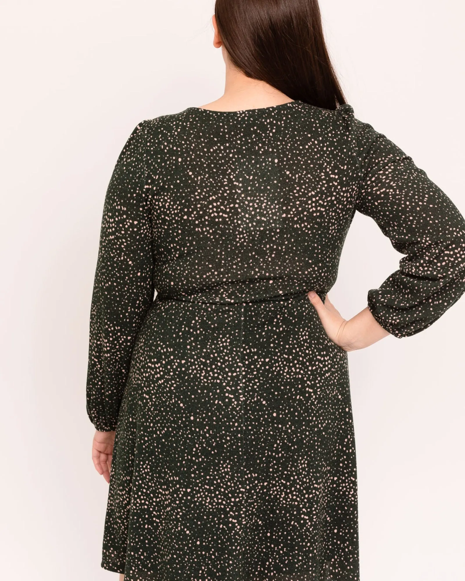 Quinn Dot Print Dress | Forest Green / Mauve