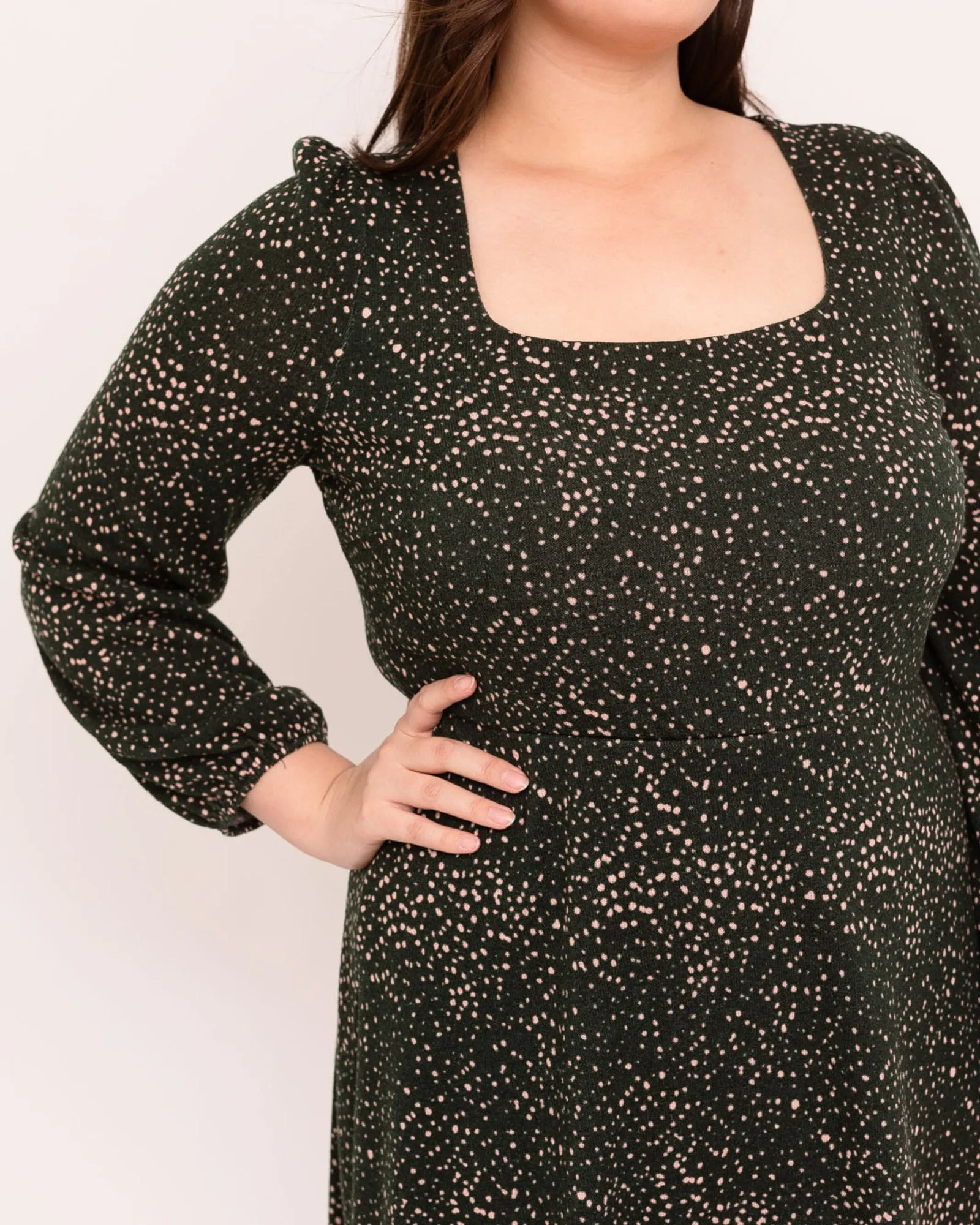 Quinn Dot Print Dress | Forest Green / Mauve