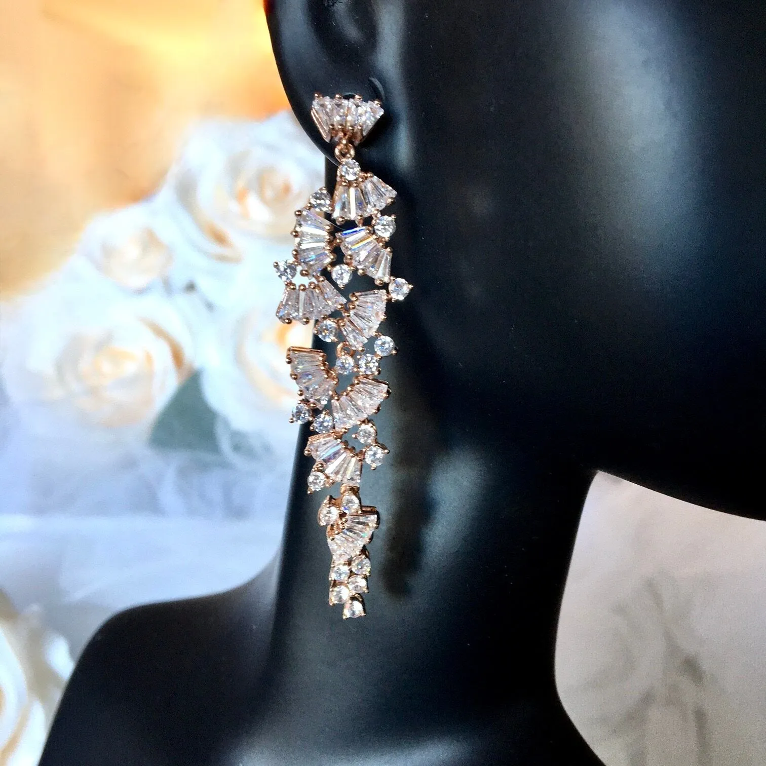 "Elaïa" - Cubic Zirconia Bridal Earrings - Available in Rose Gold, Silver and Yellow Gold