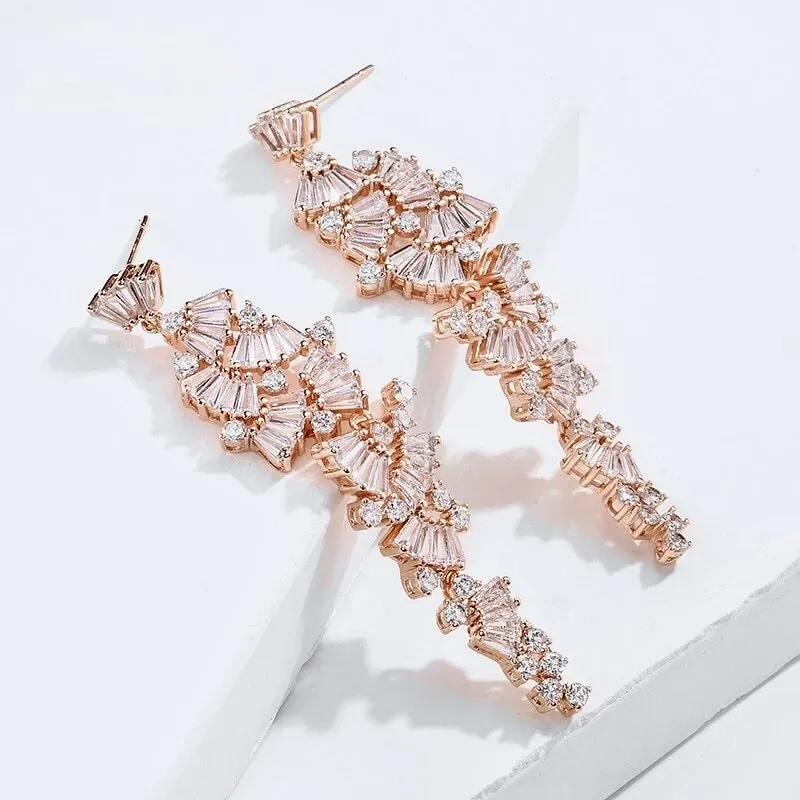 "Elaïa" - Cubic Zirconia Bridal Earrings - Available in Rose Gold, Silver and Yellow Gold