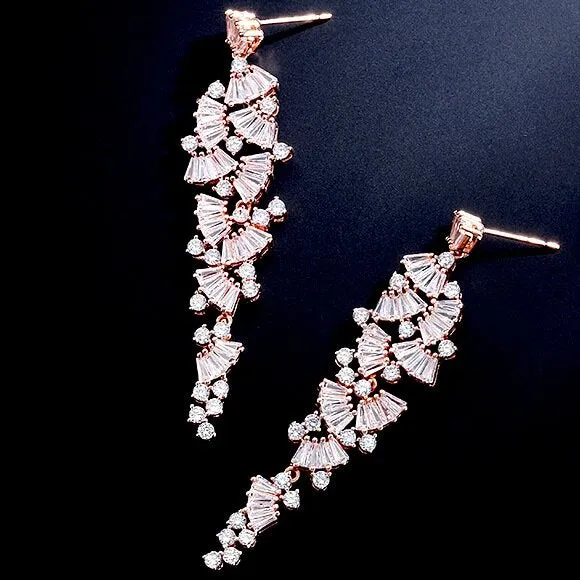 "Elaïa" - Cubic Zirconia Bridal Earrings - Available in Rose Gold, Silver and Yellow Gold
