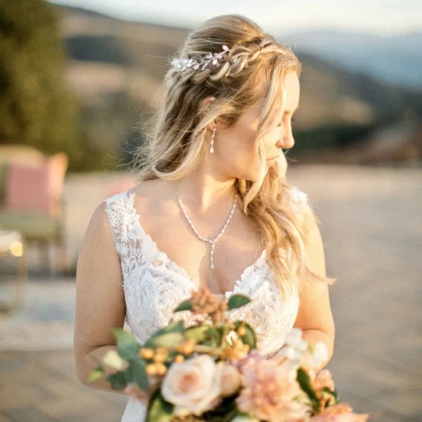"Elmira" - Silver Cubic Zirconia Bridal Three-Piece Jewelry Set - Available in Silver and Rose Gold