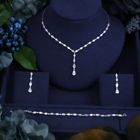 "Elmira" - Silver Cubic Zirconia Bridal Three-Piece Jewelry Set - Available in Silver and Rose Gold