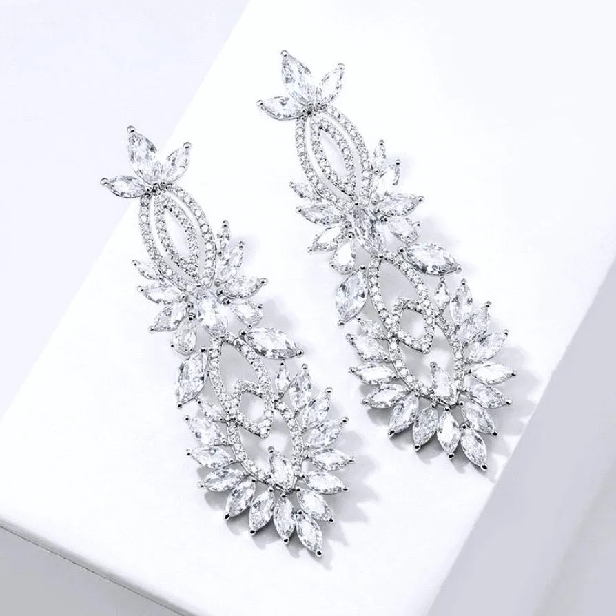 "Giselle" - Silver Cubic Zirconia Bridal Earrings