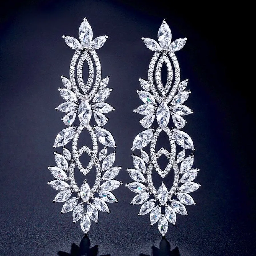 "Giselle" - Silver Cubic Zirconia Bridal Earrings