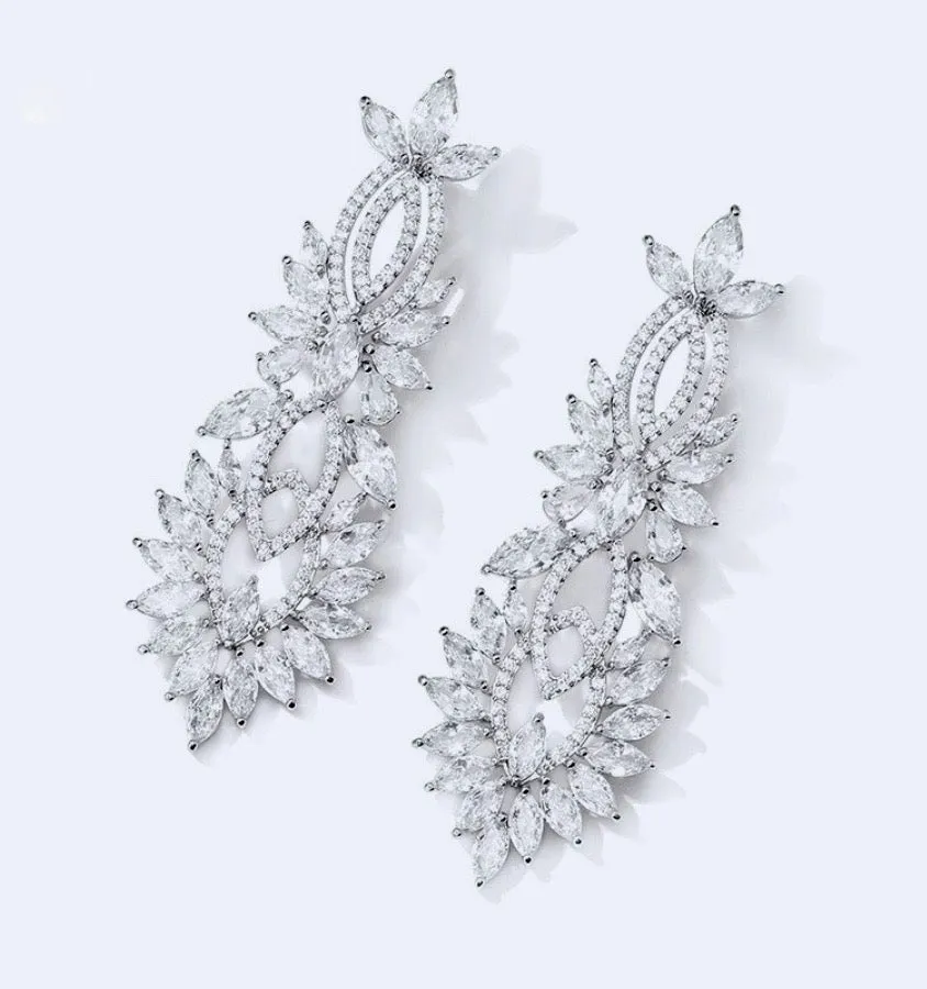 "Giselle" - Silver Cubic Zirconia Bridal Earrings