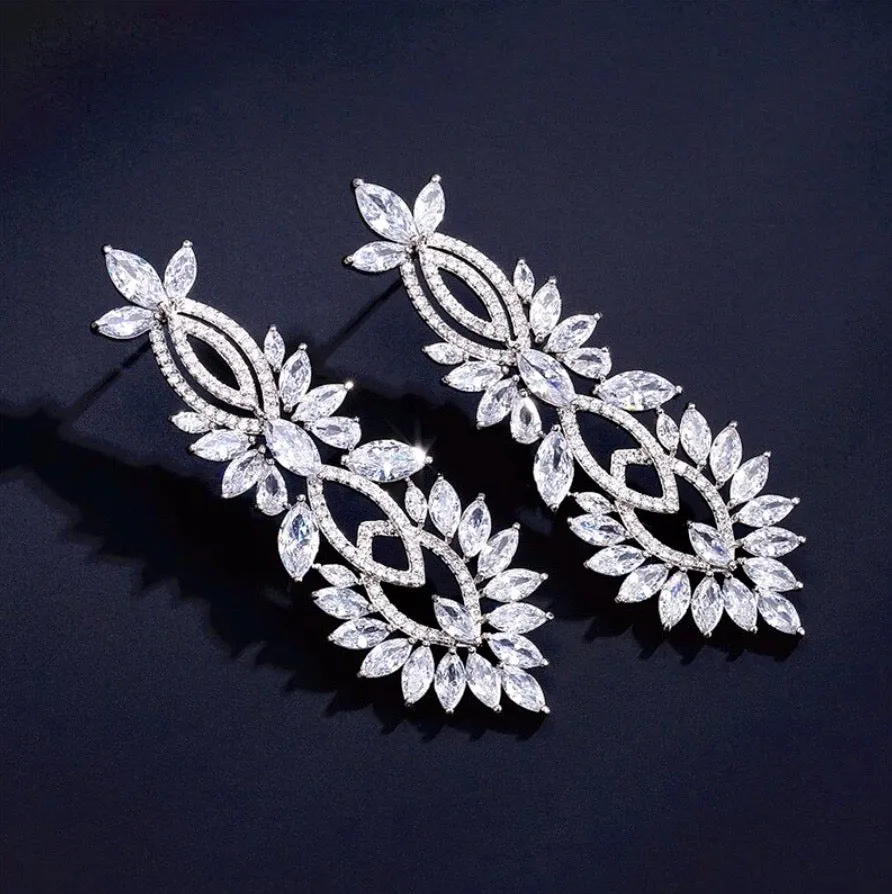 "Giselle" - Silver Cubic Zirconia Bridal Earrings