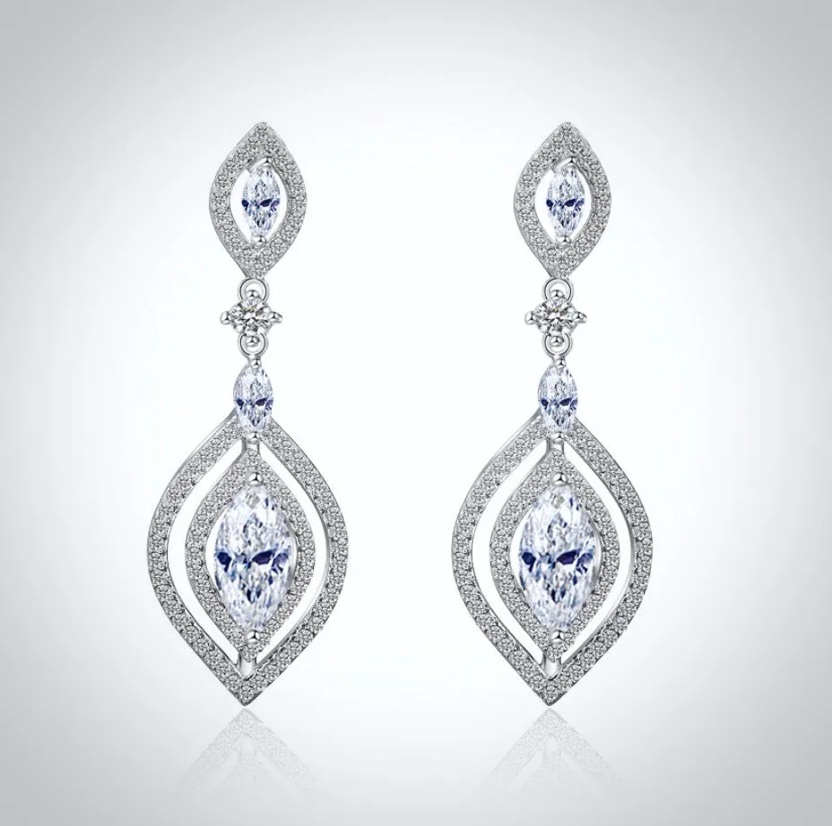 "Mae" - Silver Cubic Zirconia Bridal Earrings