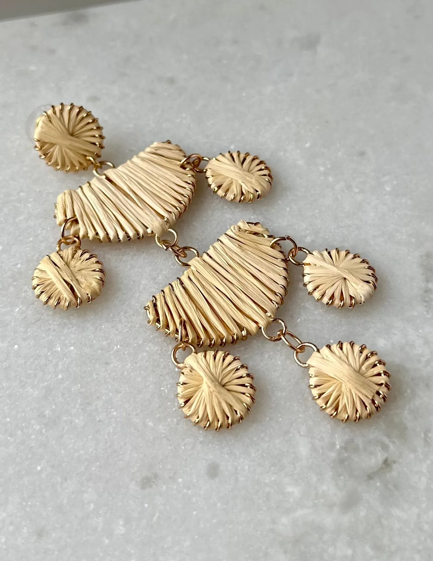Raffia Chandelier Drop Earrings