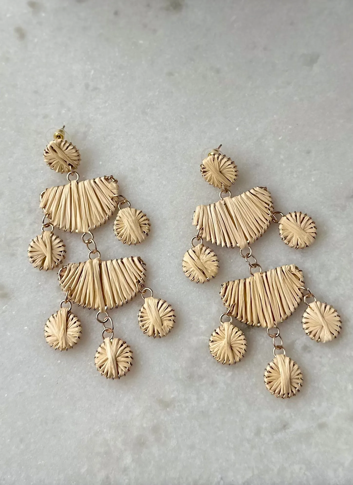 Raffia Chandelier Drop Earrings